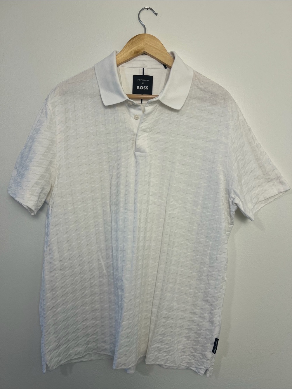 BOSS x Porsche White Textured Polo Shirt